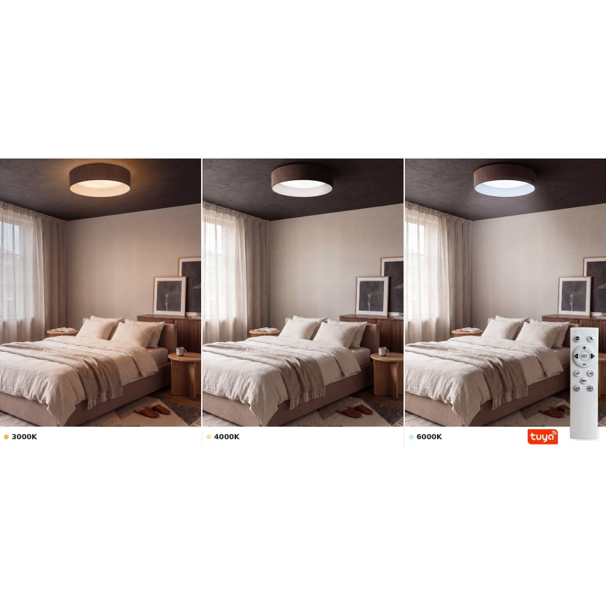Brilagi - Ściemnialna lampa sufitowa VELVET SMARTIX LED/24W/230V 3000-6000K Ø 45 cm brązowa Wi-Fi Tuya Beacon + zdalne sterowanie