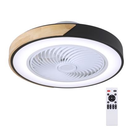 Brilagi - ściemnialna lampa sufitowa LED z wentylatorem LED/30W/230V 3000-6500K śr. 50 cm czarny/dąb + pilot zdalnego sterowania