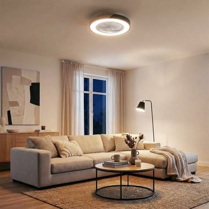 Brilagi - ściemnialna lampa sufitowa LED z wentylatorem LED/30W/230V 3000-6500K śr. 50 cm czarny/dąb + pilot zdalnego sterowania