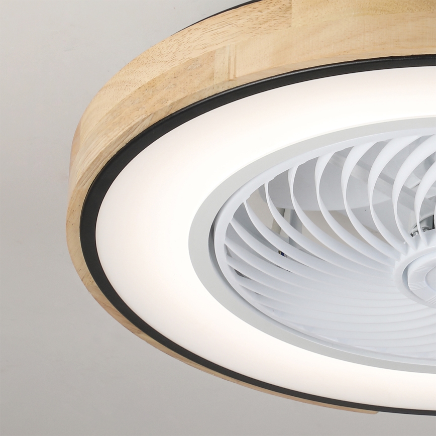 Brilagi - ściemnialna lampa sufitowa LED z wentylatorem LED/30W/230V 3000-6500K śr. 50 cm czarny/dąb + pilot zdalnego sterowania