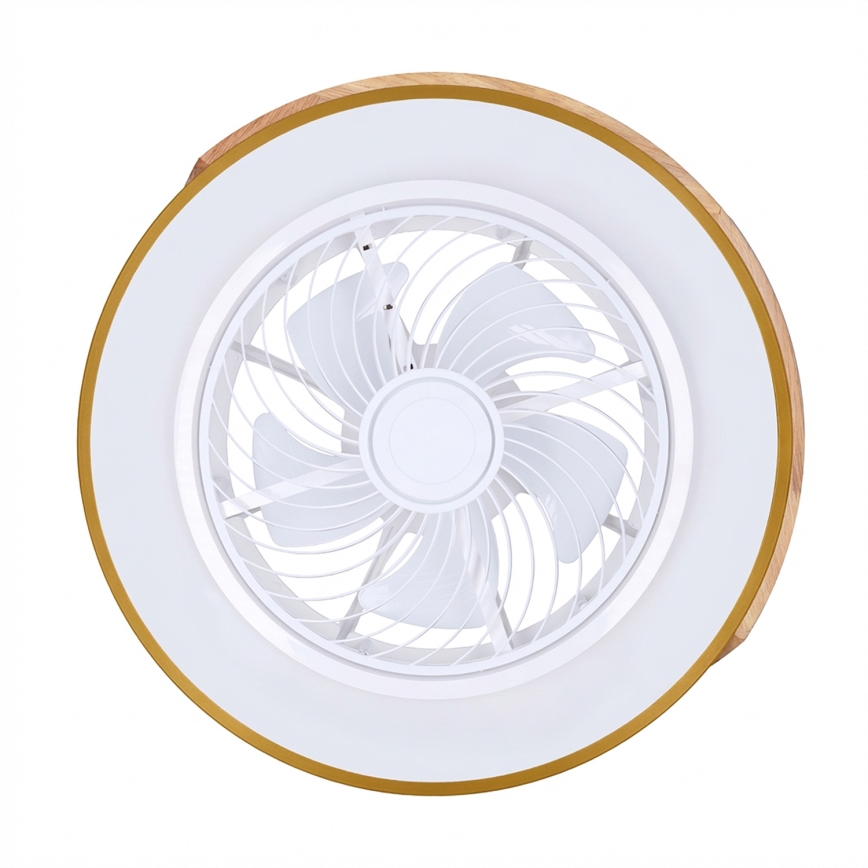 Brilagi - Ściemnialna lampa sufitowa LED z wentylatorem LED/38W/230V 3000-6500K 3000-6500K śr. 50 cm niebieski/dąb + pilot zdalnego sterowania