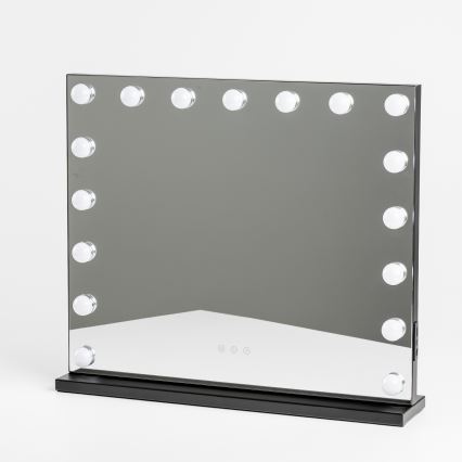BRILAGI - LED Ściemnialne lustro do makijażu HOLLYWOOD LED/15W/230V CCT + 2x USB 60x50 cm czarne