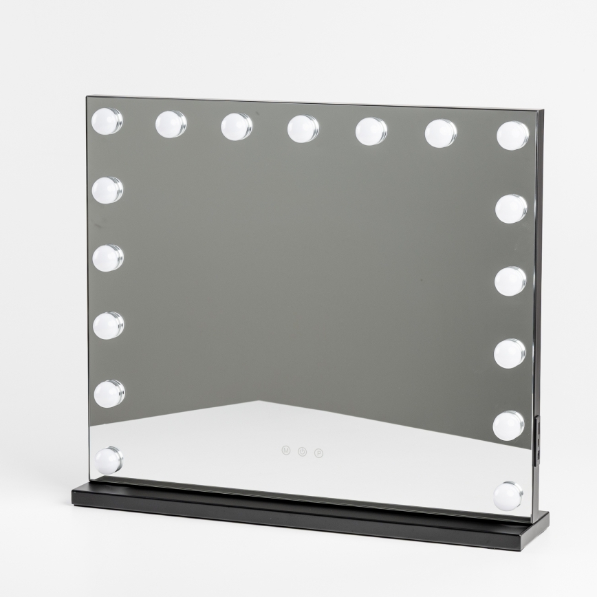 BRILAGI - LED Ściemnialne lustro do makijażu HOLLYWOOD LED/15W/230V CCT + 2x USB 60x50 cm czarne