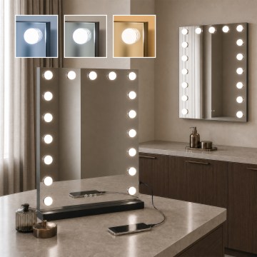 BRILAGI - LED ściemnialne lustro do makijażu HOLLYWOOD LED/15W/230V CCT + 2x USB 55x77 cm czarne