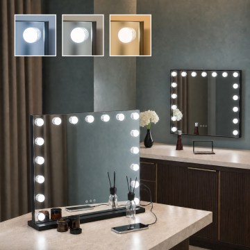 BRILAGI - LED Ściemnialne lustro do makijażu HOLLYWOOD LED/15W/230V CCT + 2x USB 60x50 cm czarne