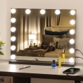 BRILAGI - LED Ściemnialne lustro do makijażu HOLLYWOOD LED/15W/230V CCT + USB czarne