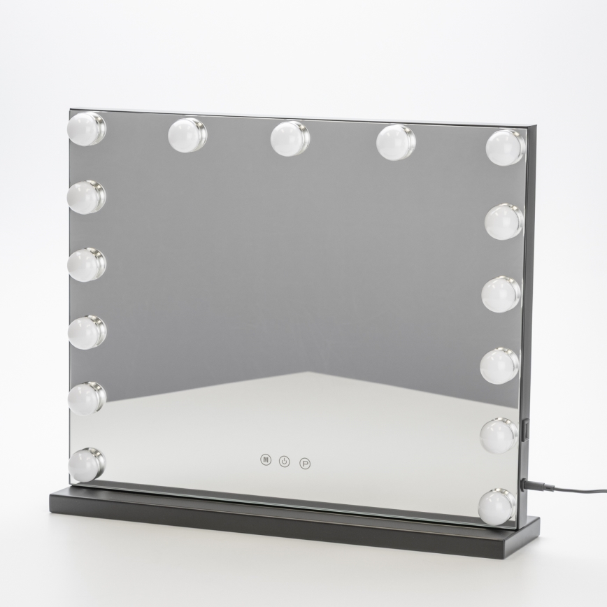 BRILAGI - LED Ściemnialne lustro do makijażu HOLLYWOOD LED/15W/230V CCT + USB czarne
