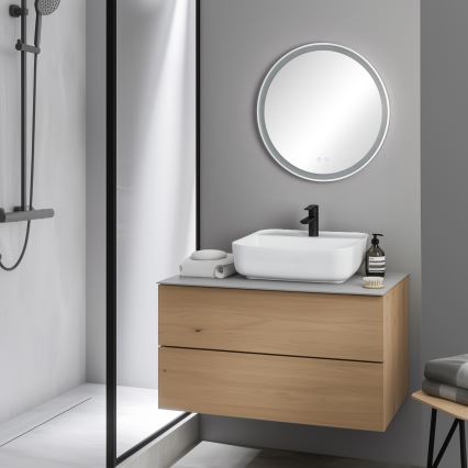 Brilagi - LED ściemnialne podgrzewane lustro łazienkowe z podświetleniem ALU PRO LED/18W/230V Ø 60 cm 3000/4000/6500K IP44 matowy chrom CRI 90