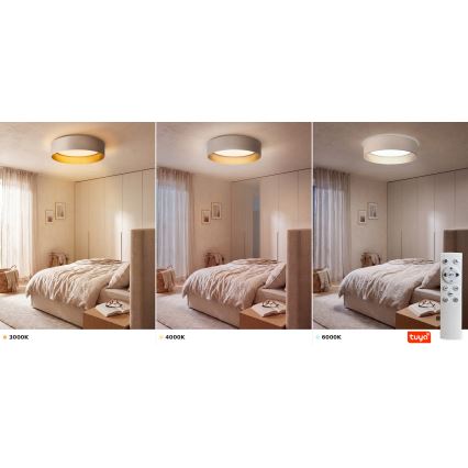 BRILAGI - ściemnialna oprawa sufitowa VELVET SMARTIX STARS LED/24W/230V 3000-6000K Ø 45 cm kremowa/złota Wi-Fi Tuya Beacon + pilot zdalnego sterowania