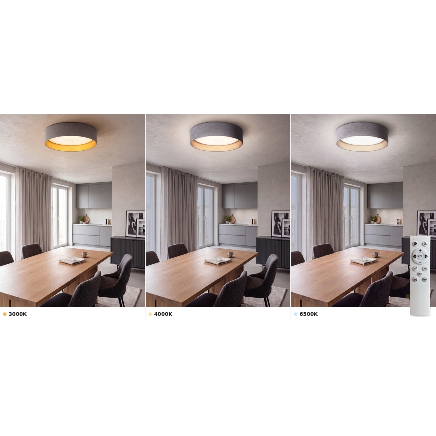 Brilagi - ściemnialna lampa sufitowa LED VELVET SMART VARI LED/36W/230V 3000-6500K Ø 55 cm szary/złoty + pilot zdalnego sterowania