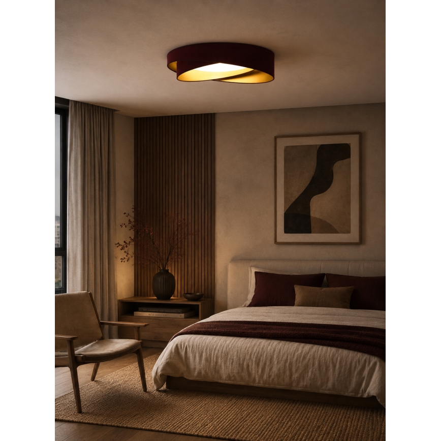 BRILAGI - LED Ściemnialna lampa sufitowa VELVET TWIST LED/36W/230V 3000-6000K Ø 65 cm Wi-Fi Tuya Beacon bordowy/złoty + pilot zdalnego sterowania