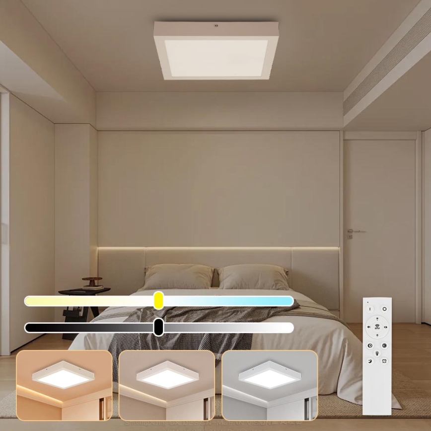 Brilagi - LED Ściemnialny plafon łazienkowy FRAME SMART LED/24W/230V 30x30 cm 3000-6000K IP44 biały + zdalne sterowanie