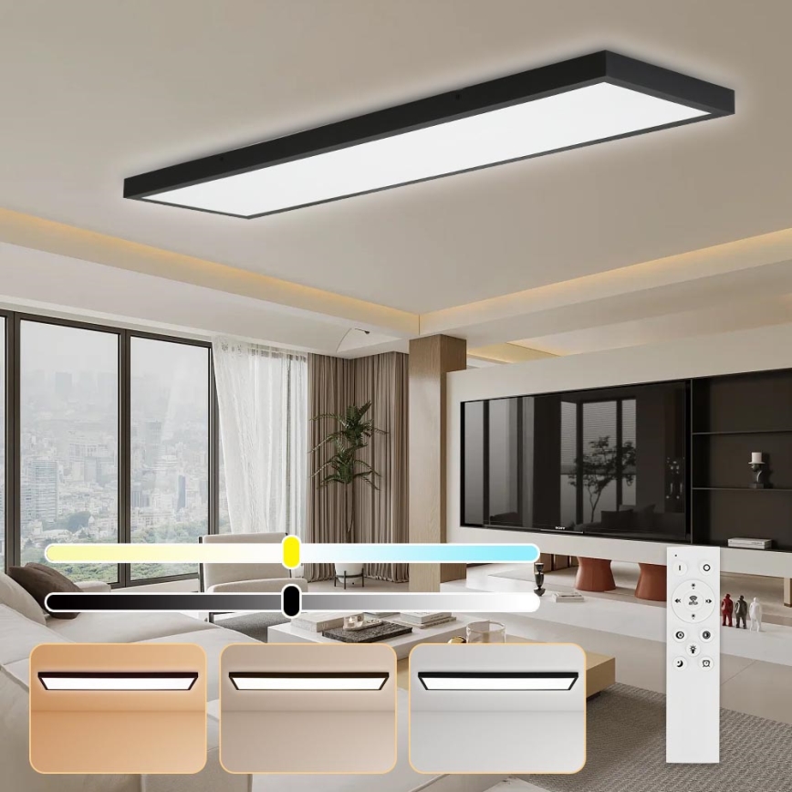 Brilagi - LED Ściemnialny plafon łazienkowy FRAME SMART LED/50W/230V 30x120 cm 3000-6000K IP44 czarny + zdalne sterowanie