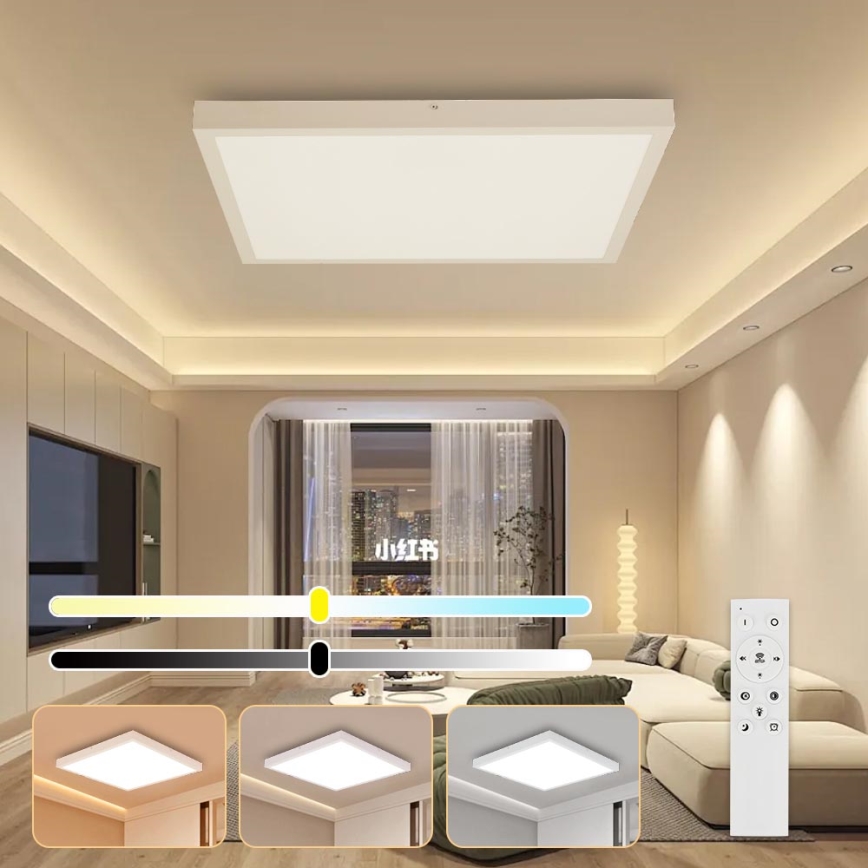 Brilagi - LED Ściemnialny plafon łazienkowy FRAME SMART LED/50W/230V 60x60 cm 3000-6000K IP44 biały + zdalne sterowanie