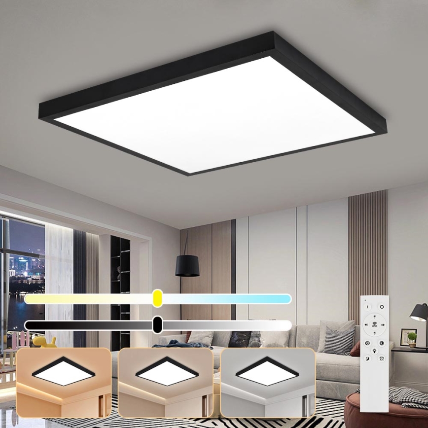 Brilagi - LED Ściemnialny plafon łazienkowy FRAME SMART LED/50W/230V 60x60 cm 3000-6000K IP44 czarny + zdalne sterowanie