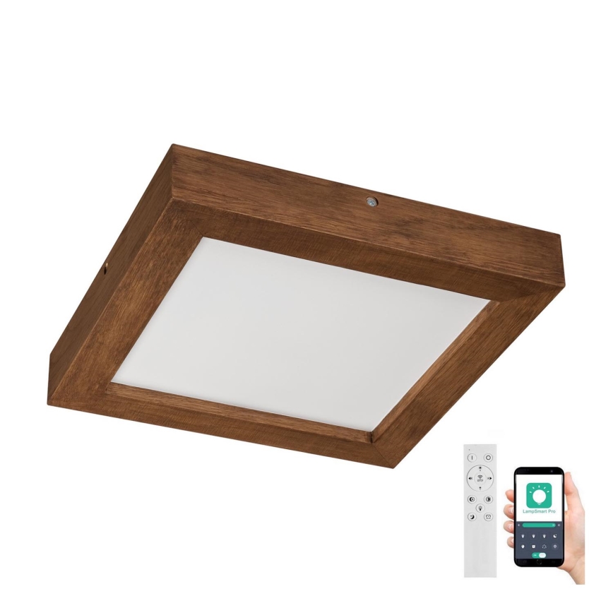 Brilagi - LED Ściemnialny plafon łazienkowy WOODY FRAME LED/24W/230V dąb 30x30 cm 3000-6000K IP44 + zdalne sterowanie