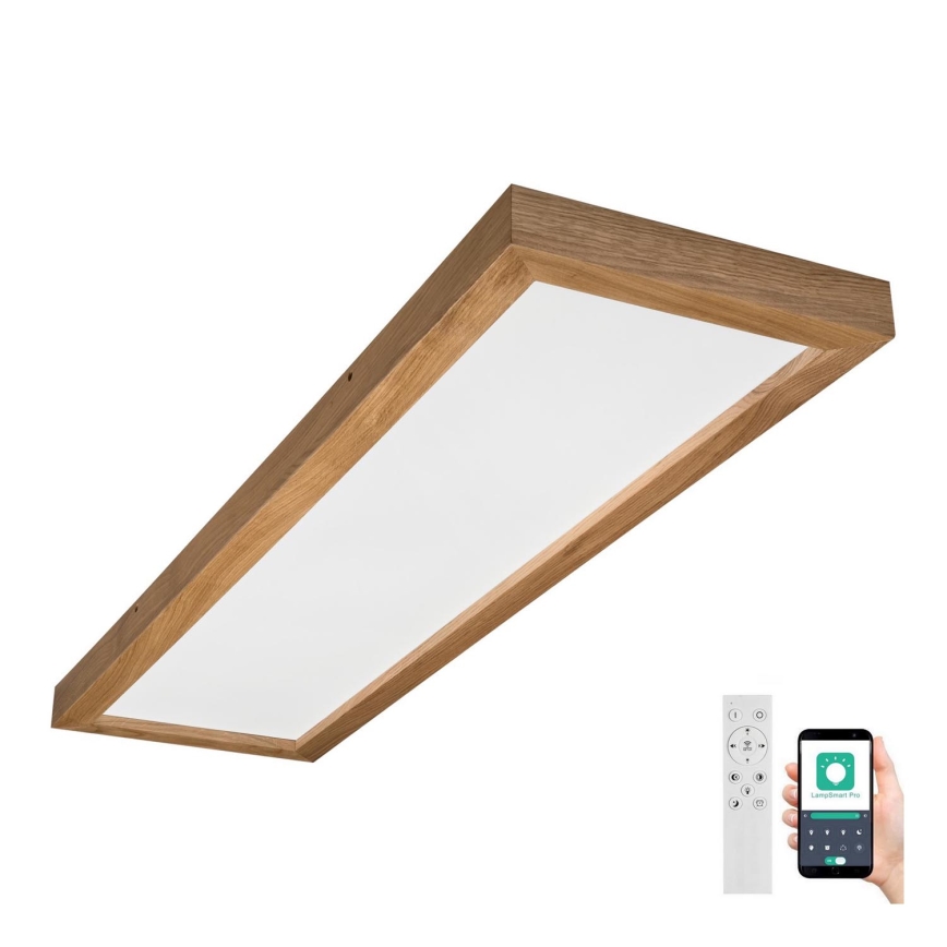 Brilagi - LED Ściemnialny plafon łazienkowy WOODY FRAME LED/50W/230V dąb 120x30 cm 3000-6000K IP44 + zdalne sterowanie