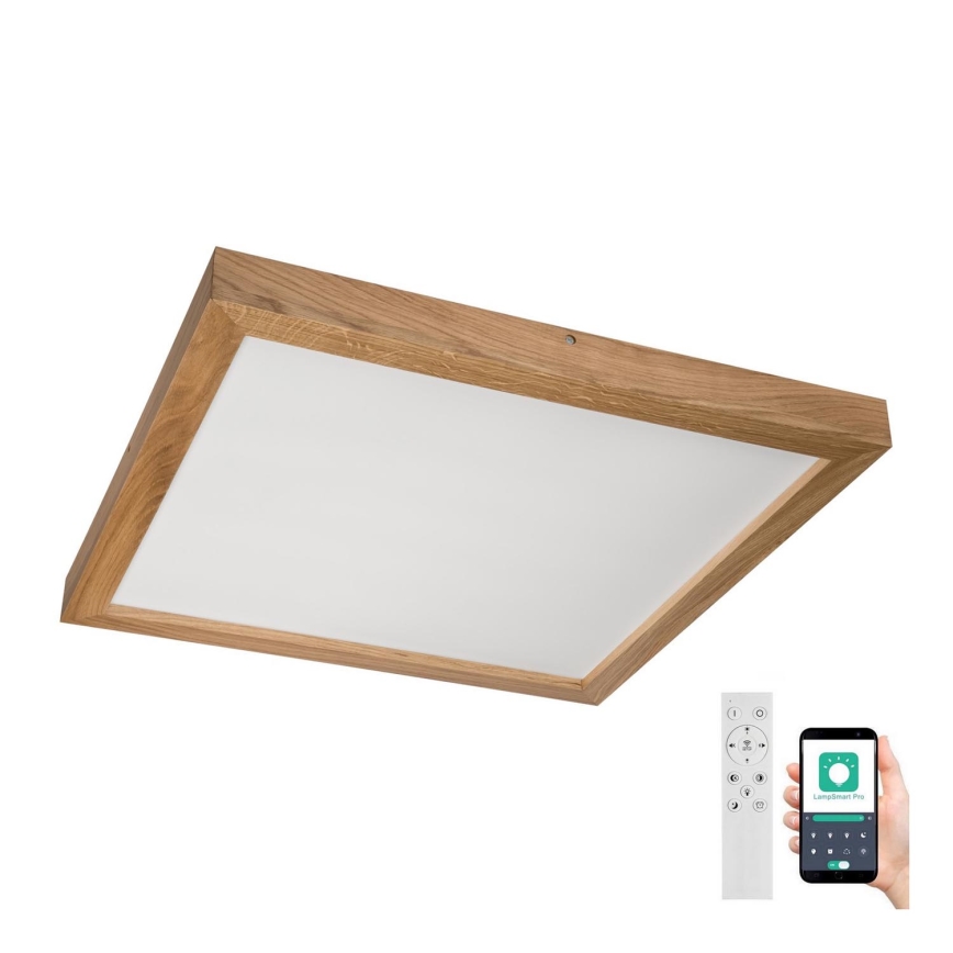 Brilagi - LED Ściemnialny plafon łazienkowy WOODY FRAME LED/50W/230V dąb 60x60 cm 3000-6000K IP44 + zdalne sterowanie