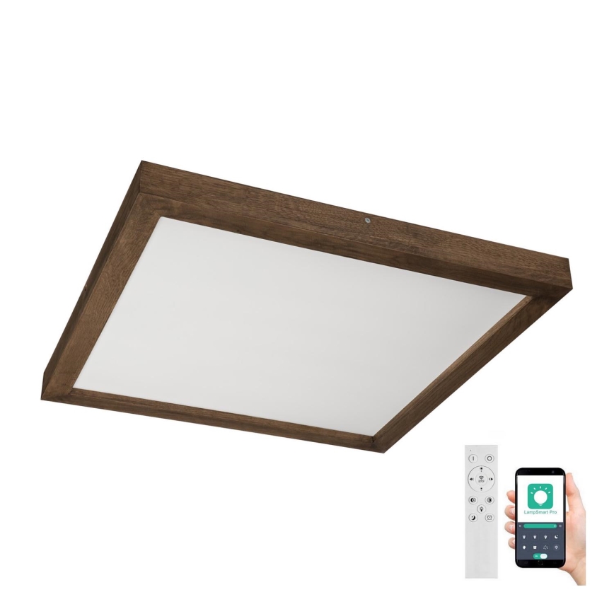 Brilagi - LED Ściemnialny plafon łazienkowy WOODY FRAME LED/50W/230V dąb 60x60 cm 3000-6000K IP44 + zdalne sterowanie