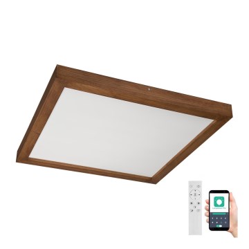 Brilagi - LED Ściemnialny plafon łazienkowy WOODY FRAME LED/50W/230V dąb wiśnia 60x60 cm 3000-6000K IP44 + zdalne sterowanie