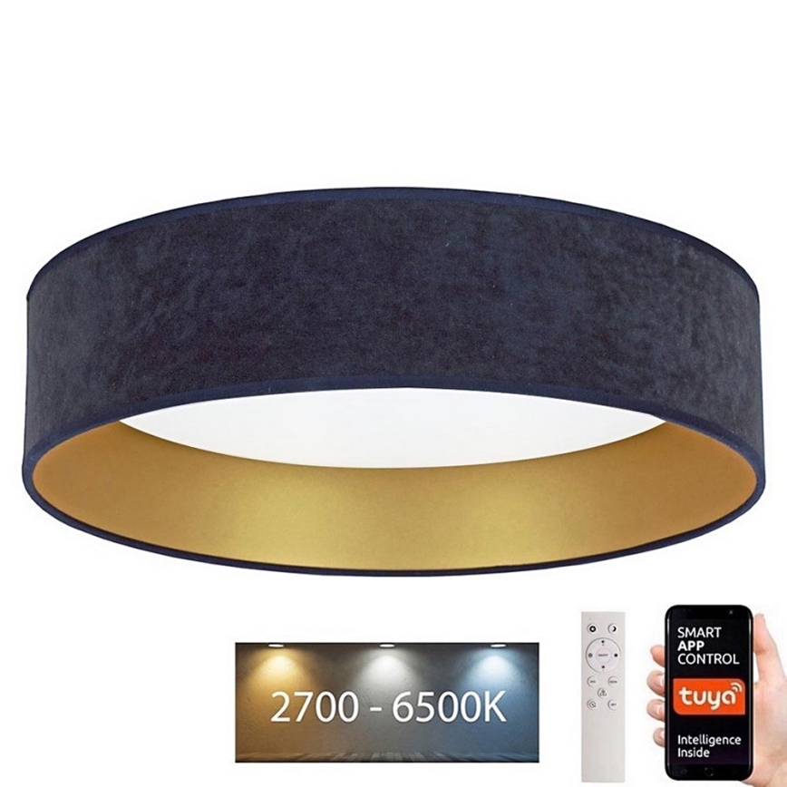 Brilagi - LED Ściemnialny plafon VELVET SMART LED/24W/230V d. 45 cm 2700-6500K Wi-Fi Tuya niebieski/zielony + pilot