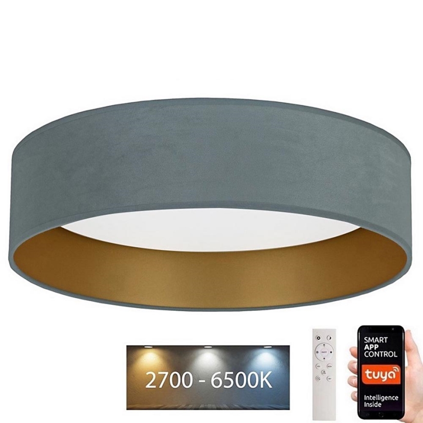 Brilagi - LED Ściemnialny plafon VELVET SMART LED/24W/230V śr. 45 cm 2700-6500K Wi-Fi Tuya miętowy/złoty + pilot