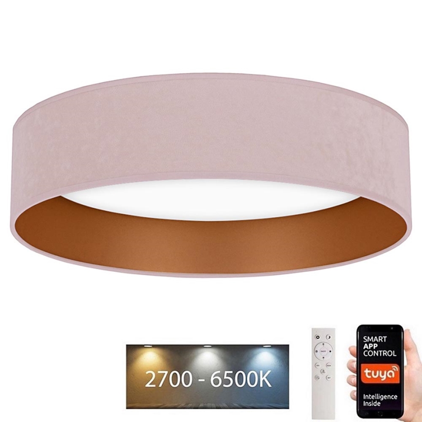 Brilagi - LED Ściemnialny plafon VELVET SMART LED/24W/230V śr. 45 cm 2700-6500K Wi-Fi Tuya różowy/złoty + pilot