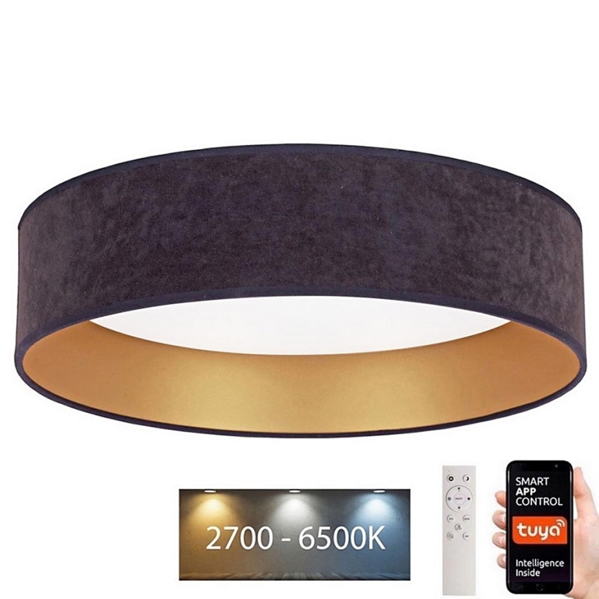 Brilagi - LED Ściemnialny plafon VELVET SMART LED/24W/230V śr. 45 cm 2700-6500K Wi-Fi Tuya szary/złoty + pilot