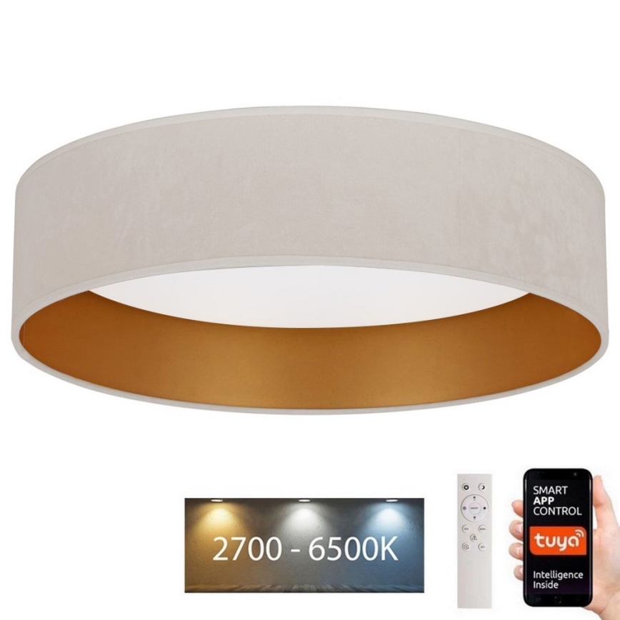 Brilagi - LED Ściemnialny plafon VELVET SMART LED/36W/230V d. 55 cm 2700-6500K Wi-Fi Tuya kremowy/złoty + pilot