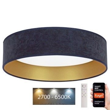 Brilagi - LED Ściemnialny plafon VELVET SMART LED/36W/230V śr. 55 cm 2700-6500K Wi-Fi Tuya niebieski/złoty + pilot