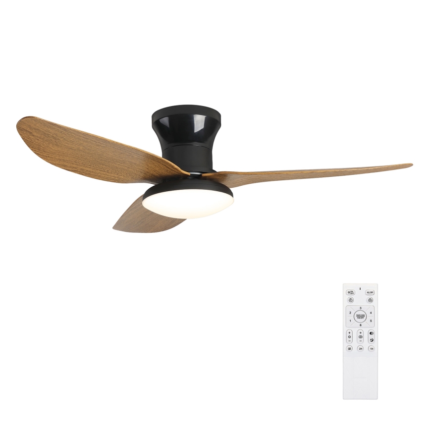 Brilagi - LED Ściemnialny wentylator sufitowy LED/30W/230V 3000-6500K czarny/brązowy + pilot zdalnego sterowania