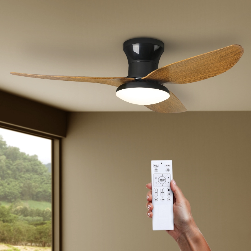 Brilagi - LED Ściemnialny wentylator sufitowy LED/30W/230V 3000-6500K czarny/brązowy + pilot zdalnego sterowania