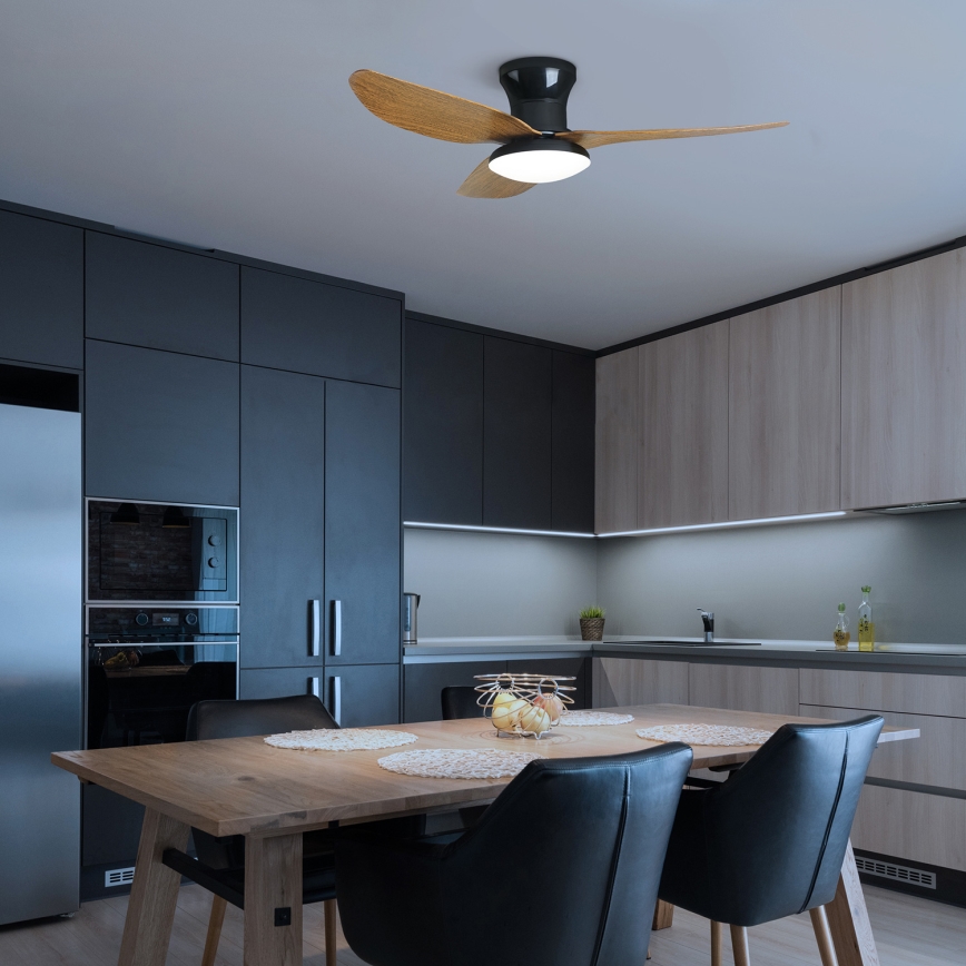 Brilagi - LED Ściemnialny wentylator sufitowy LED/30W/230V 3000-6500K czarny/brązowy + pilot zdalnego sterowania