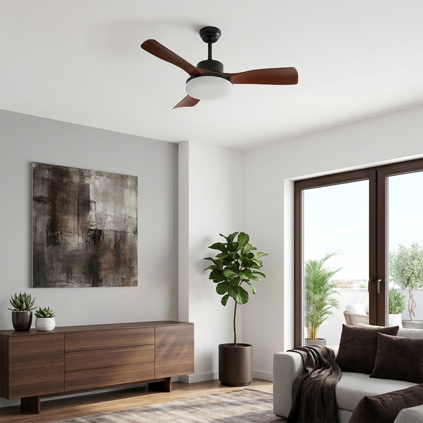 Brilagi - LED ściemnialny wentylator sufitowy LED/34W/230V 3000-6500K śr. 106 cm czarny/brązowy + zdalne sterowanie