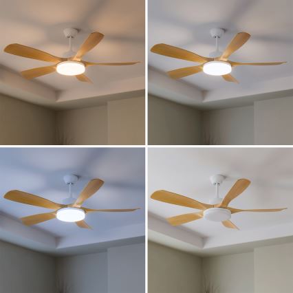 Brilagi - ściemnialny wentylator sufitowy LED/34W/230V 132 cm biały/brązowy + pilot zdalnego sterowania