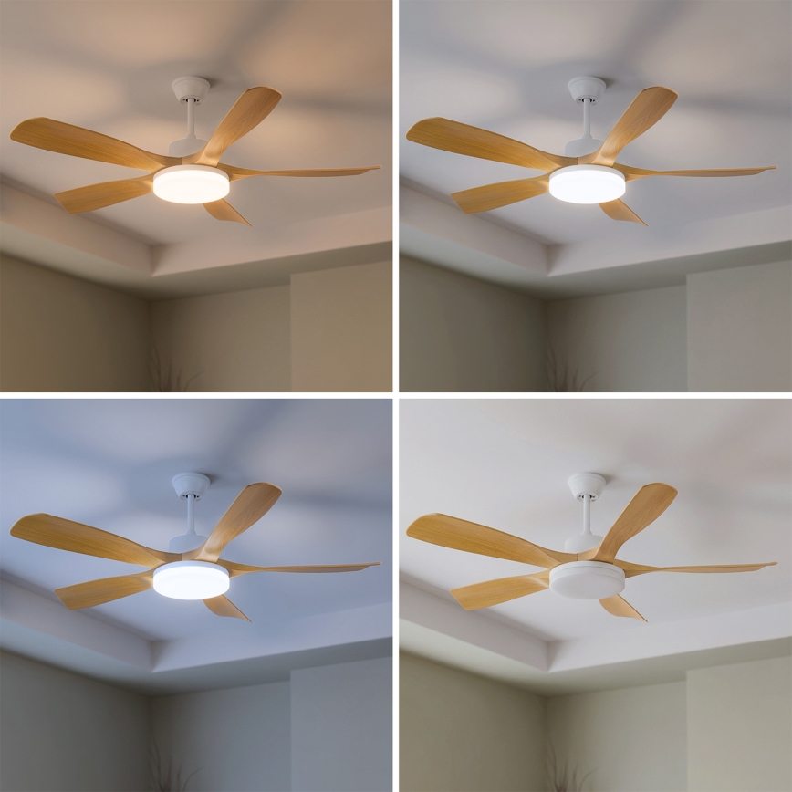 Brilagi - ściemnialny wentylator sufitowy LED/34W/230V 132 cm biały/brązowy + pilot zdalnego sterowania