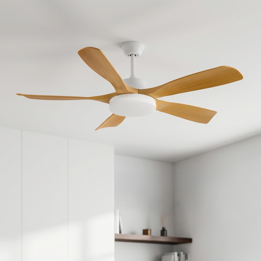 Brilagi - ściemnialny wentylator sufitowy LED/34W/230V 132 cm biały/brązowy + pilot zdalnego sterowania