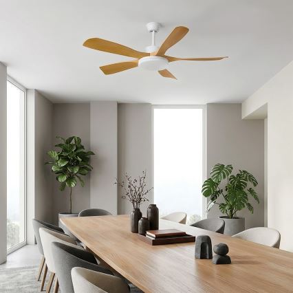 Brilagi - ściemnialny wentylator sufitowy LED/34W/230V 132 cm biały/brązowy + pilot zdalnego sterowania