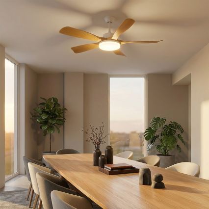 Brilagi - ściemnialny wentylator sufitowy LED/34W/230V 132 cm biały/brązowy + pilot zdalnego sterowania