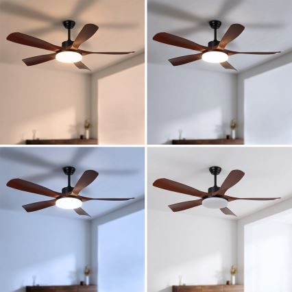 Brilagi - LED ściemnialny wentylator sufitowy LED/34W/230V 132 cm czarny/brązowy + zdalne sterowanie