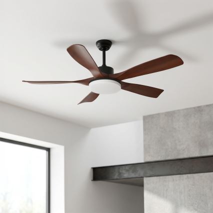 Brilagi - LED ściemnialny wentylator sufitowy LED/34W/230V 132 cm czarny/brązowy + zdalne sterowanie