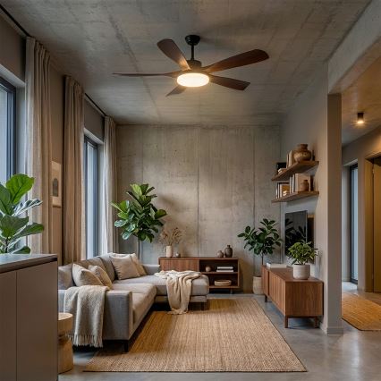 Brilagi - LED ściemnialny wentylator sufitowy LED/34W/230V 132 cm czarny/brązowy + zdalne sterowanie