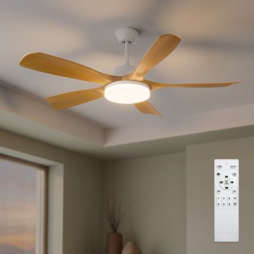 Brilagi - LED Ściemnialny wentylator sufitowy LED/34W/230V 3000-6500K śr. 132 cm biały/brązowy + pilot zdalnego sterowania
