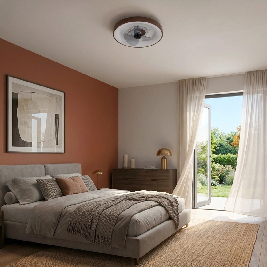 Brilagi - ściemnialny wentylator sufitowy LED/34W/230V 3000-6500K śr. 46 cm brązowy + pilot zdalnego sterowania