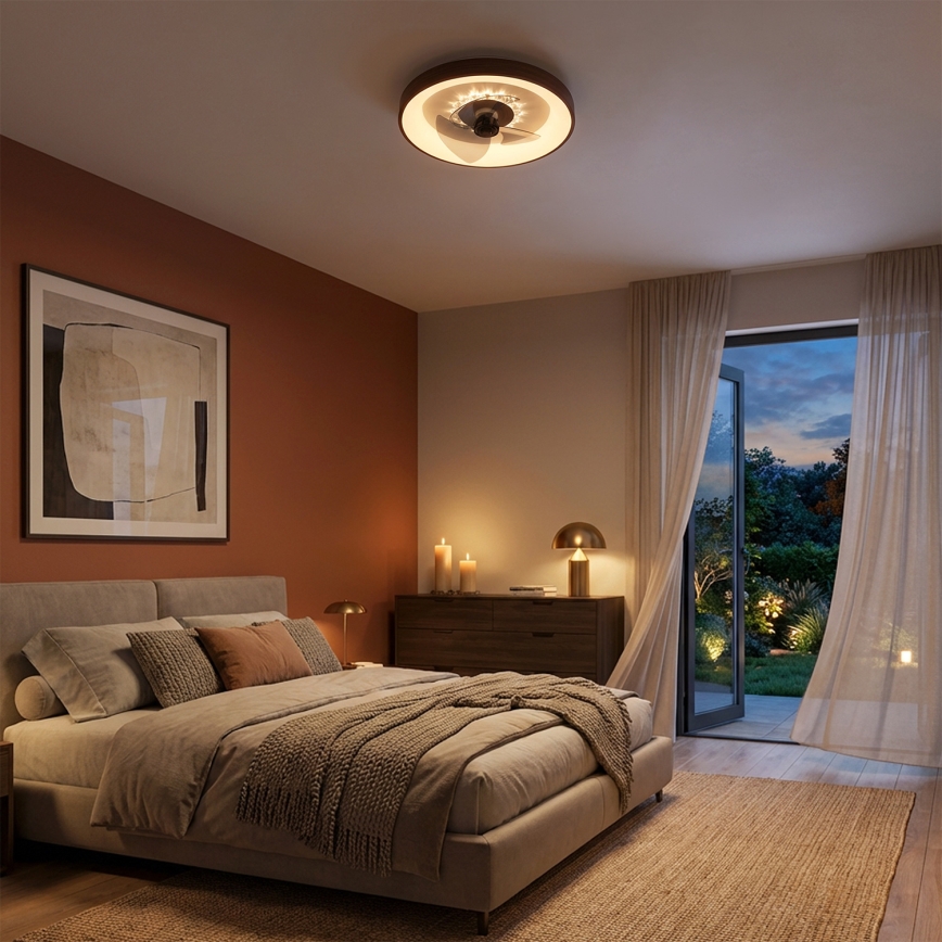 Brilagi - ściemnialny wentylator sufitowy LED/34W/230V 3000-6500K śr. 46 cm brązowy + pilot zdalnego sterowania