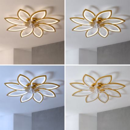 Brilagi - ściemnialny wentylator sufitowy LED/43W/230V, śr. 90 cm, złoty + pilot zdalnego sterowania