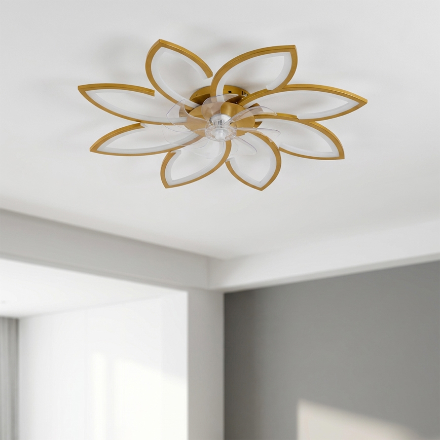Brilagi - ściemnialny wentylator sufitowy LED/43W/230V, śr. 90 cm, złoty + pilot zdalnego sterowania
