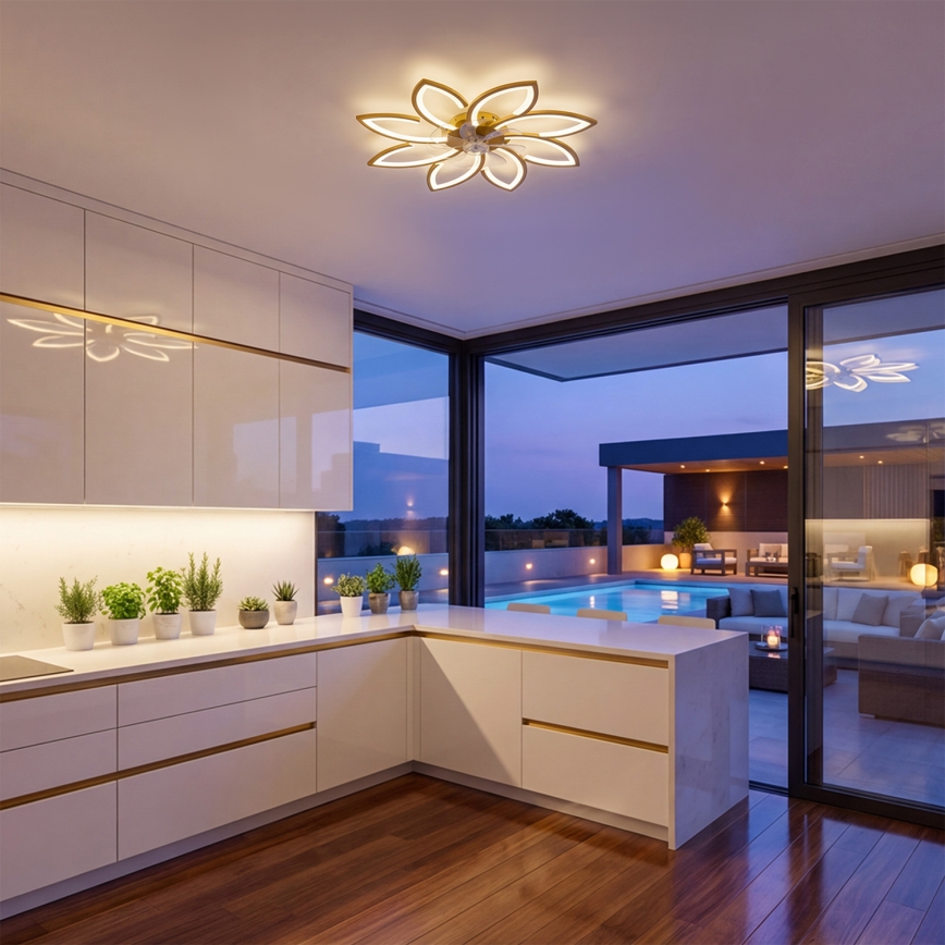 Brilagi - ściemnialny wentylator sufitowy LED/43W/230V, śr. 90 cm, złoty + pilot zdalnego sterowania