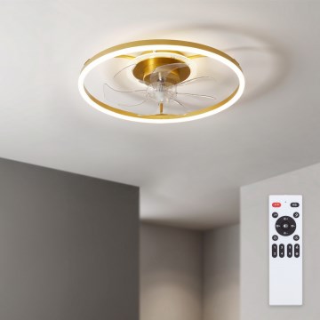 Brilagi - LED ściemnialny wentylator sufitowy LED/66W/230V 3000-6500K śr. 55 cm biały/złoty + zdalne sterowanie