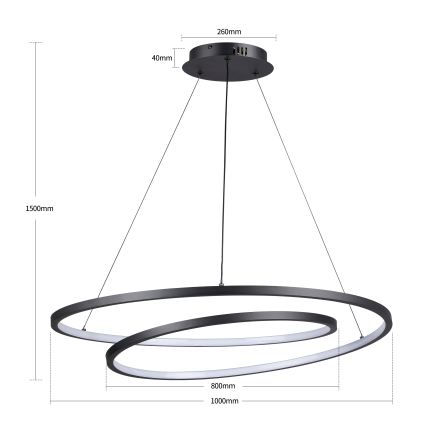 Brilagi - ściemnialna lampa wisząca LED na przewodzie TWISTER LED/105W/230V 3000-6000K o średnicy 100 cm, czarna + pilot zdalnego sterowania